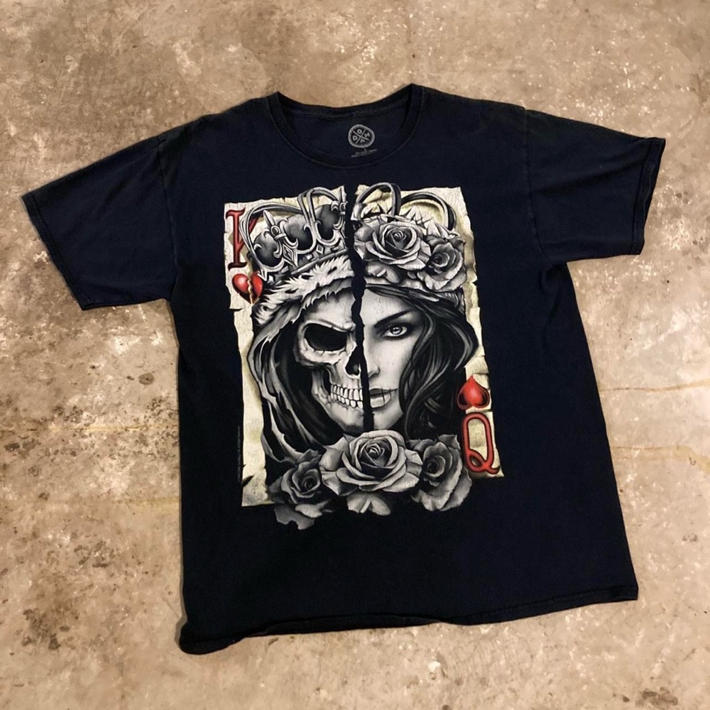 Black Short Sleeve Tee with Artistic Skull Design